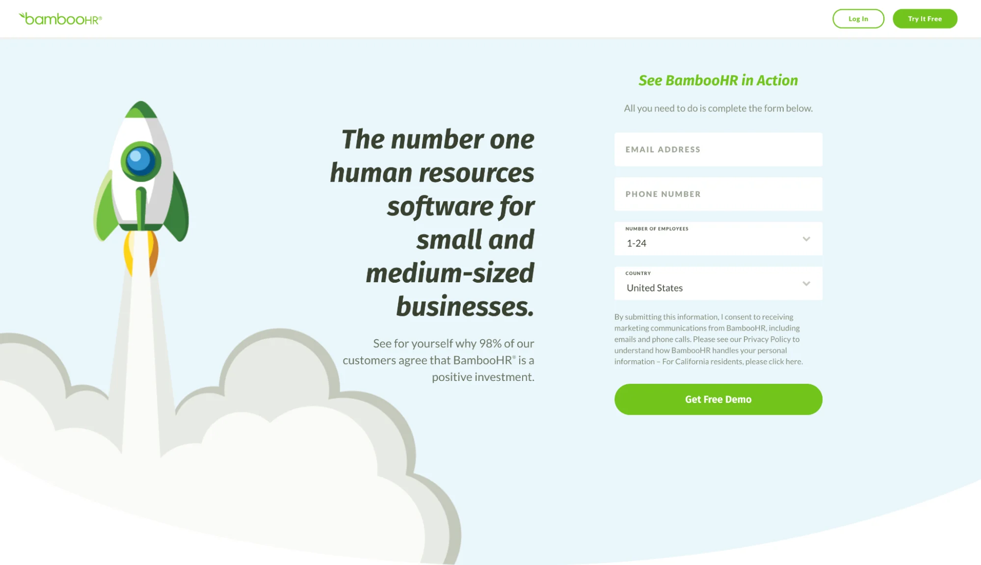 Bamboo落地页精准面向小企业受众