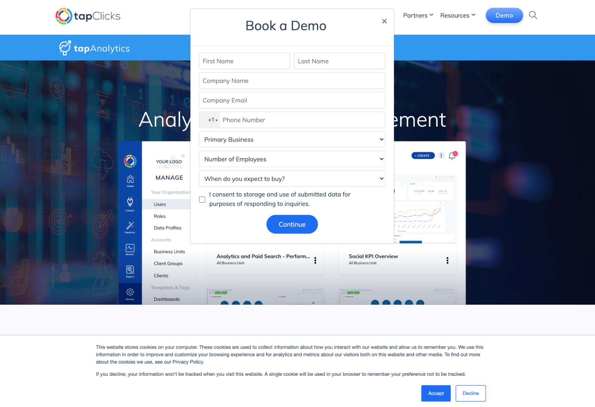 TapClick线索收集型落地页示例
