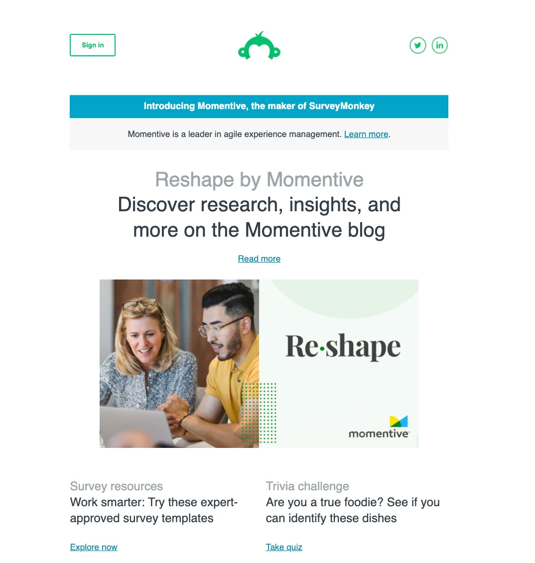 SurveyMonkey邮件营销示例