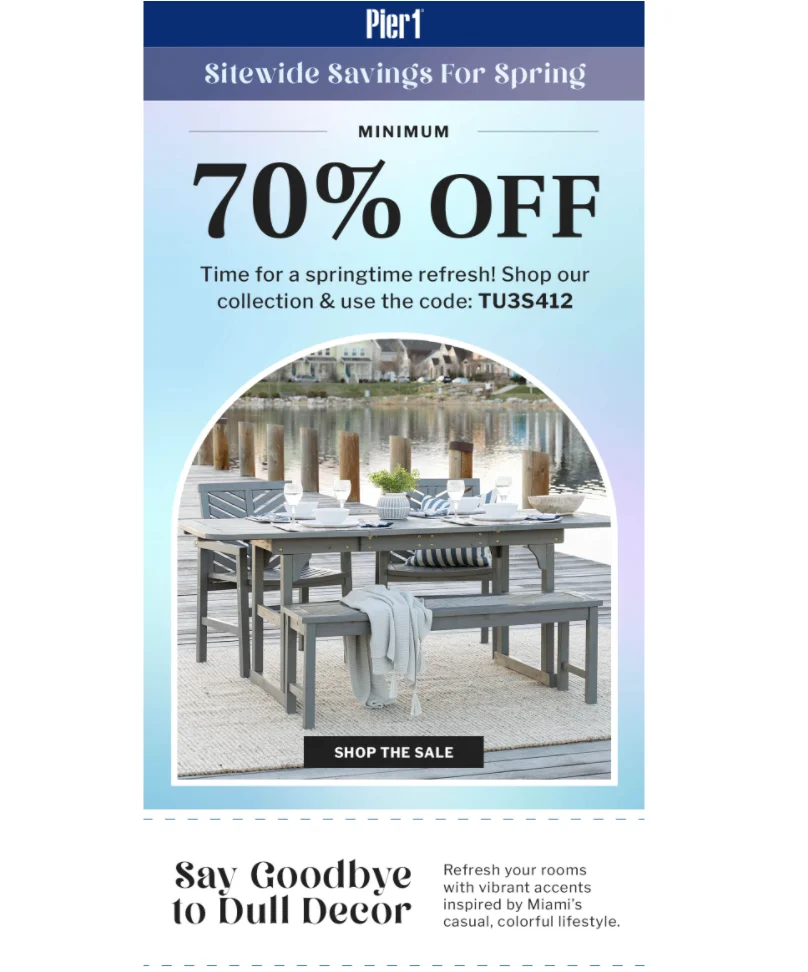 Pier 1 优惠券邮件示例