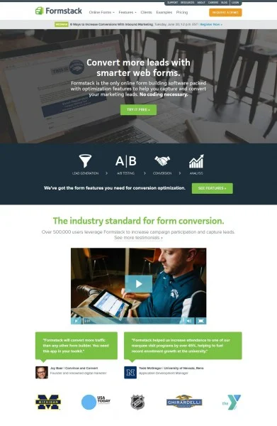 Formstack落地页示例图